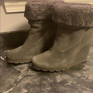 Grey Ugg Suede Wedge Boots